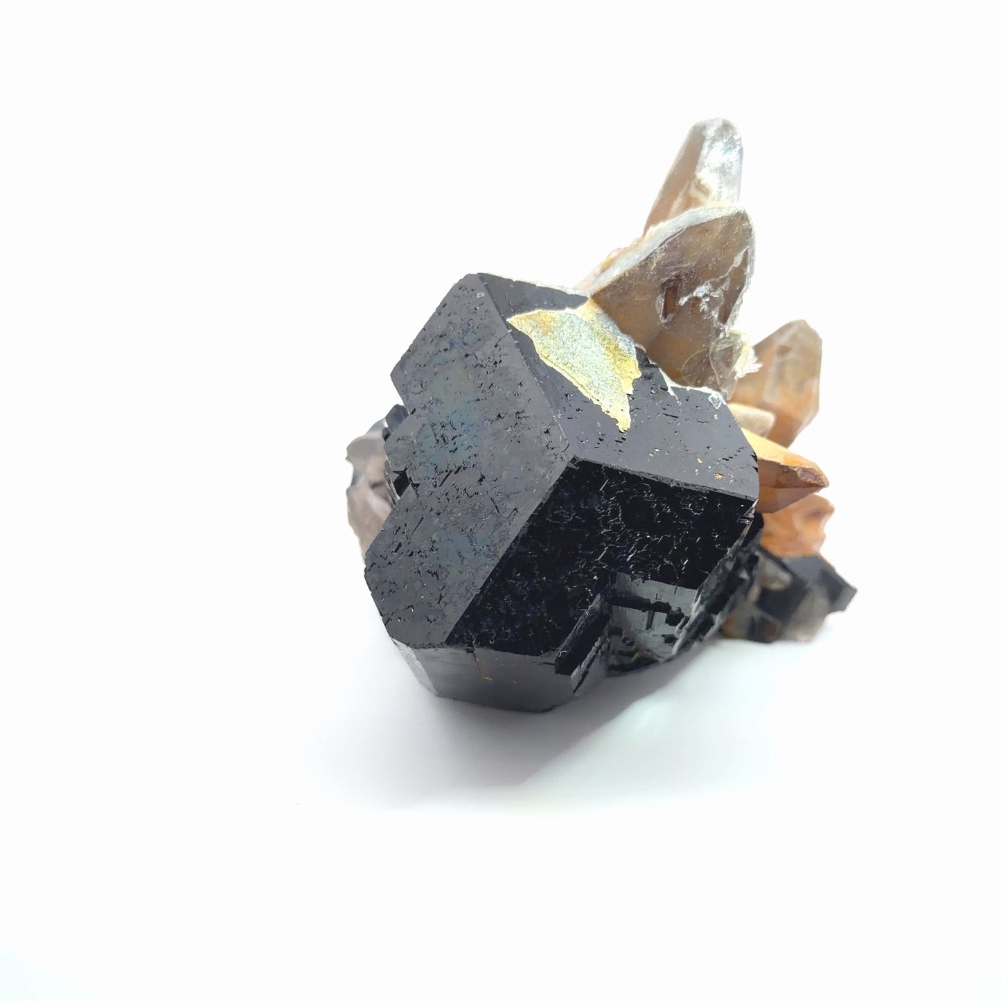 Hyalite on Smoky Quartz, Schorl from Erongo Region, Namibia