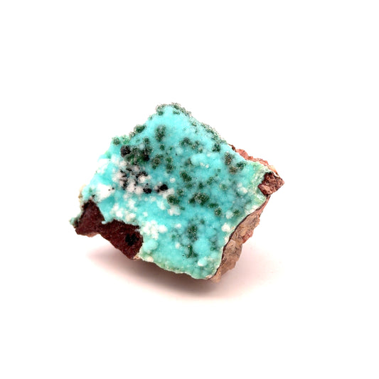 Quartz on Malachite, Chrysocolla ps Malachite ps Gypsum